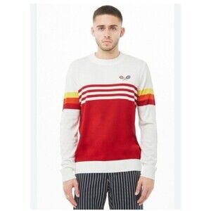 Forever 21 x Wilson Tennis Sweater Mens Large Red White Striped Racket Logo Knit